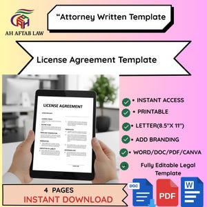 License Agreement Template - General Commercial Use Legal Contract Business Document Instant Download PDF