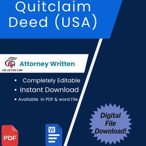 Quitclaim Deed Template: Editable Property Transfer Form (Digital Download)