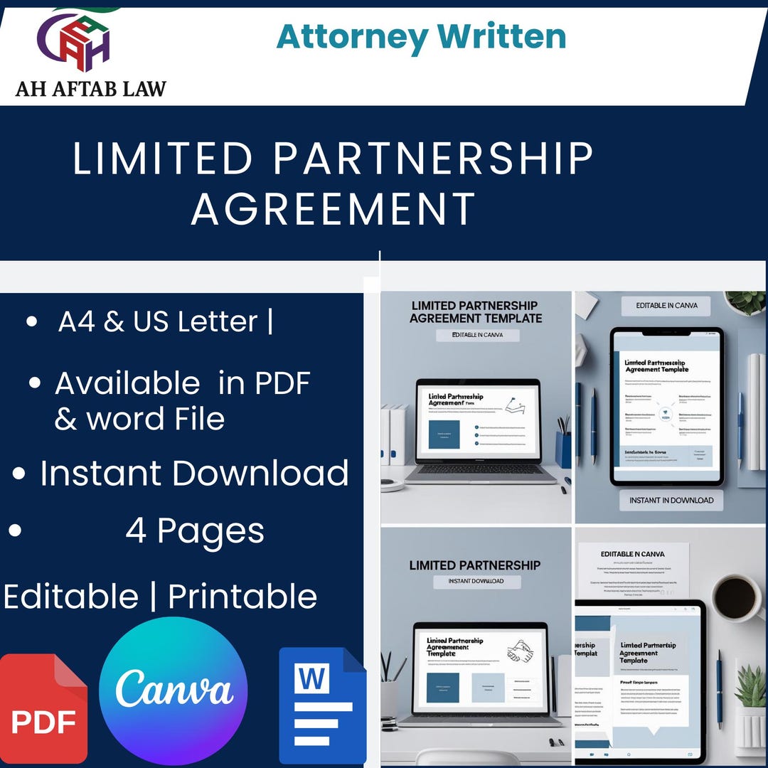 Limited Partnership Agreement Template | Editable Canva Business ...