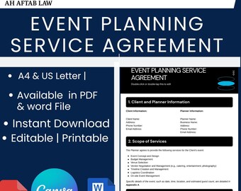 Event Planning Service Agreement Template: Customizable Contract (Word & PDF Format
