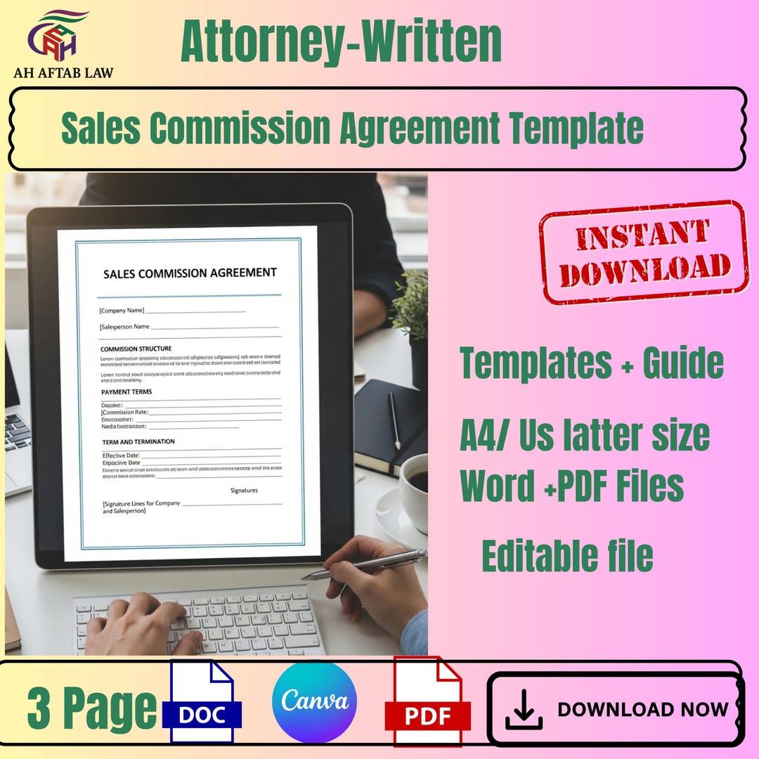 Sales Commission Agreement Template | Editable Canva Contract ...
