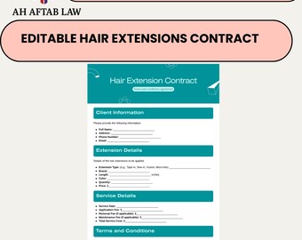 Hair Extension Client Contract: Attorney-Written Agreement (Editable Digital Download)