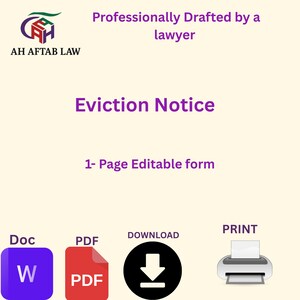 Modelo de carta de aviso de desalojo para inquilinos / Aviso imprimible de desalojo y rescisión de contrato de alquiler para contratos de alquiler