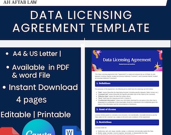 Data Licensing Agreement Template: Editable Legal Contract (PDF & Word)