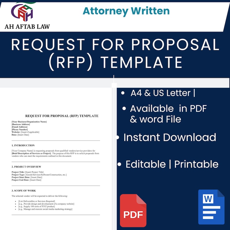 Editable Request for Proposal Template: Professional RFP Word Doc ...