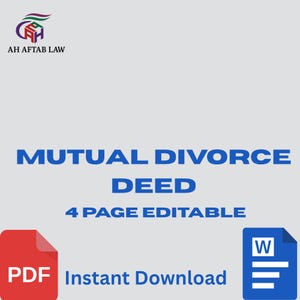 Mutual  Divorce Deed Template | Legal Separation Agreement for Easy Filing & Peace of Mind