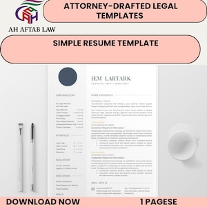 Può includere: Un semplice modello di curriculum vitae con il testo "Modelli legali redatti da avvocati" e "Modello di curriculum vitae semplice". Il documento include sezioni per informazioni, esperienza lavorativa, istruzione e competenze.
