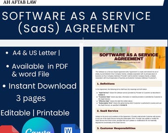 SaaS Agreement Template: Editable Cloud Platform Contract (PDF & Word
