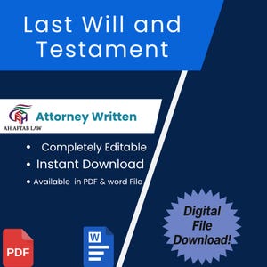 Last Will and Testament Template: Editable Legal Form (PDF & Word)