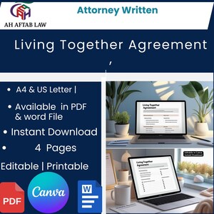 Living Together Agreement Template, Editable Canva Contract, Roommate Form, Instant Download