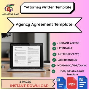 Bewerkbare sjabloon voor agentuurovereenkomst | Contract socialmediamanager voor virtuele assistenten en digitale marketeers