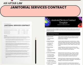 Editable Janitorial Services Contract Template , Professional Cleaning Agreement for Commercial & Office Spaces