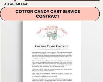 Editable Cotton Candy Cart Service Contract Template: Canva Design (Digital Download)