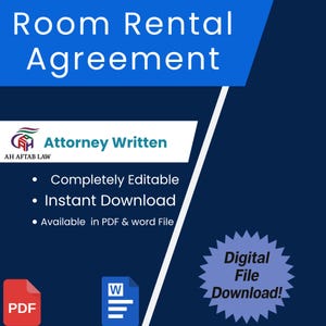 Editable Room Rental Agreement Template: Roommate Lease Contract Form - Instant Digital Download
