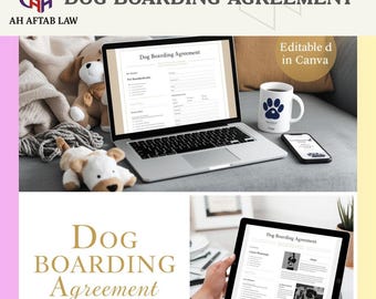 Dog Boarding Agreement Template: Editable Pet Care Contract (Canva PDF) by Ah Aftab Law