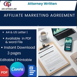 Affiliate Marketing Agreement Template: Editable Legal Contract (PDF Download
