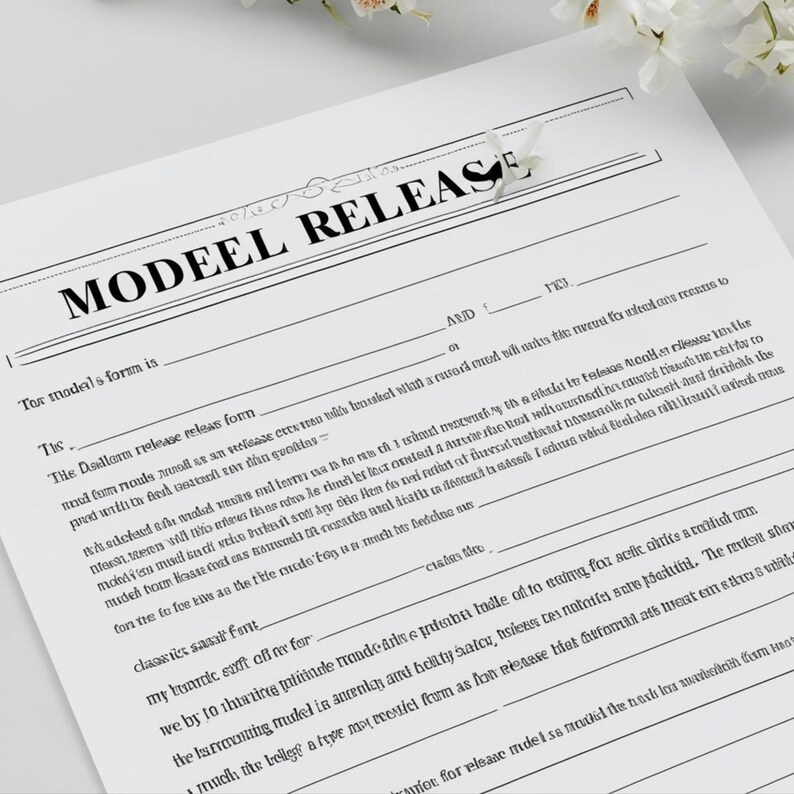 Printable Model Release Form for Photographers: Instant Download Legal ...