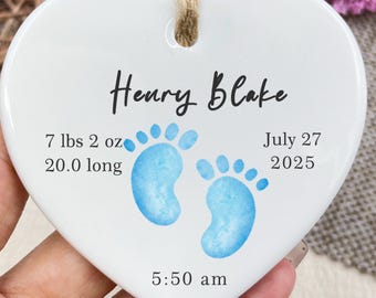 Personalized Baby Footprint Ornament – Newborn Keepsake, Nursery Decor