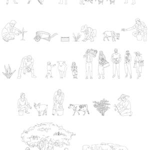 2D DWG Farmers / Gardening Silhouettes / Detailed CAD Blocs