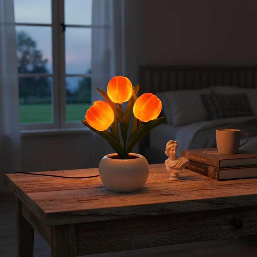 LED Tulip Night Light Romantic Table Lamp - Etsy France