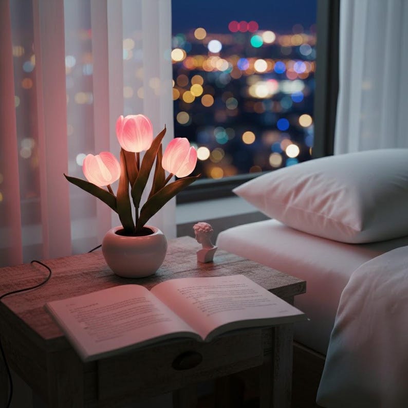 LED Tulip Night Light Romantic Table Lamp - Etsy France