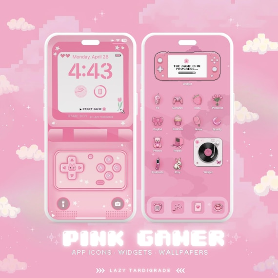 Pink Gamer Aesthetic App Icons for iOS, iPhone 17 & Android | Cute Kawaii Gaming Icon Pack, iPad Home Screen Theme (Digital Download)