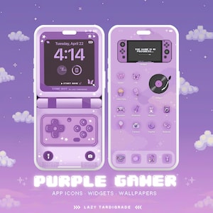 Icônes d'appli Gamer Aesthetic violettes pour iOS, iPhone 17 et Android | Pack d'icônes de jeu Kawaii mignon, thème pour écran d'accueil iPad (téléchargement numérique)