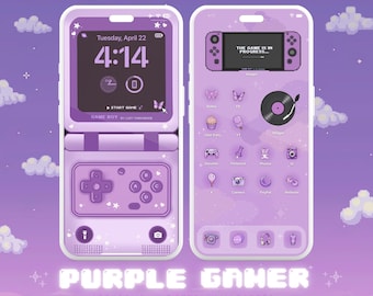 Purple Gamer Aesthetic App Icons for iOS 27, iPhone 18 Pro & Android |Cute Kawaii Gaming Icon Pack,iPad Home Screen Theme (Digital Download)