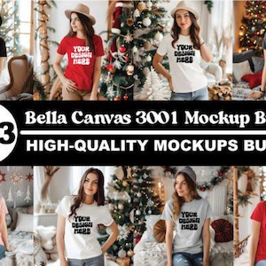 Bella Canvas 3001 Mockup Bundle | 403 JPG High-Quality T-Shirt Mockups | Women Model | 300 DPI | Etsy Canva Shirt Display