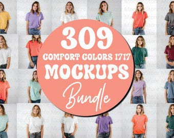 Comfort Colors 1717 Mockup Bundle: T-shirt piatte e modelli di mockup (download digitale)