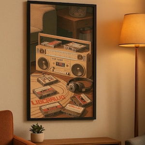 Retro Cassette Wall Art – Nostalgic 80s Boombox Print “For Mom” – Vintage Music Lover Decor – Emotional Home Poster Download