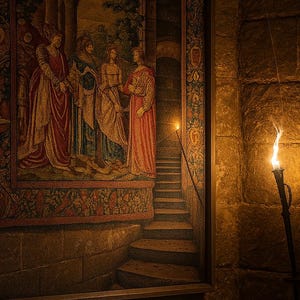 Digital Gothic Castle Wall Art – Printable Medieval Staircase Poster | Witchcore Decor Download