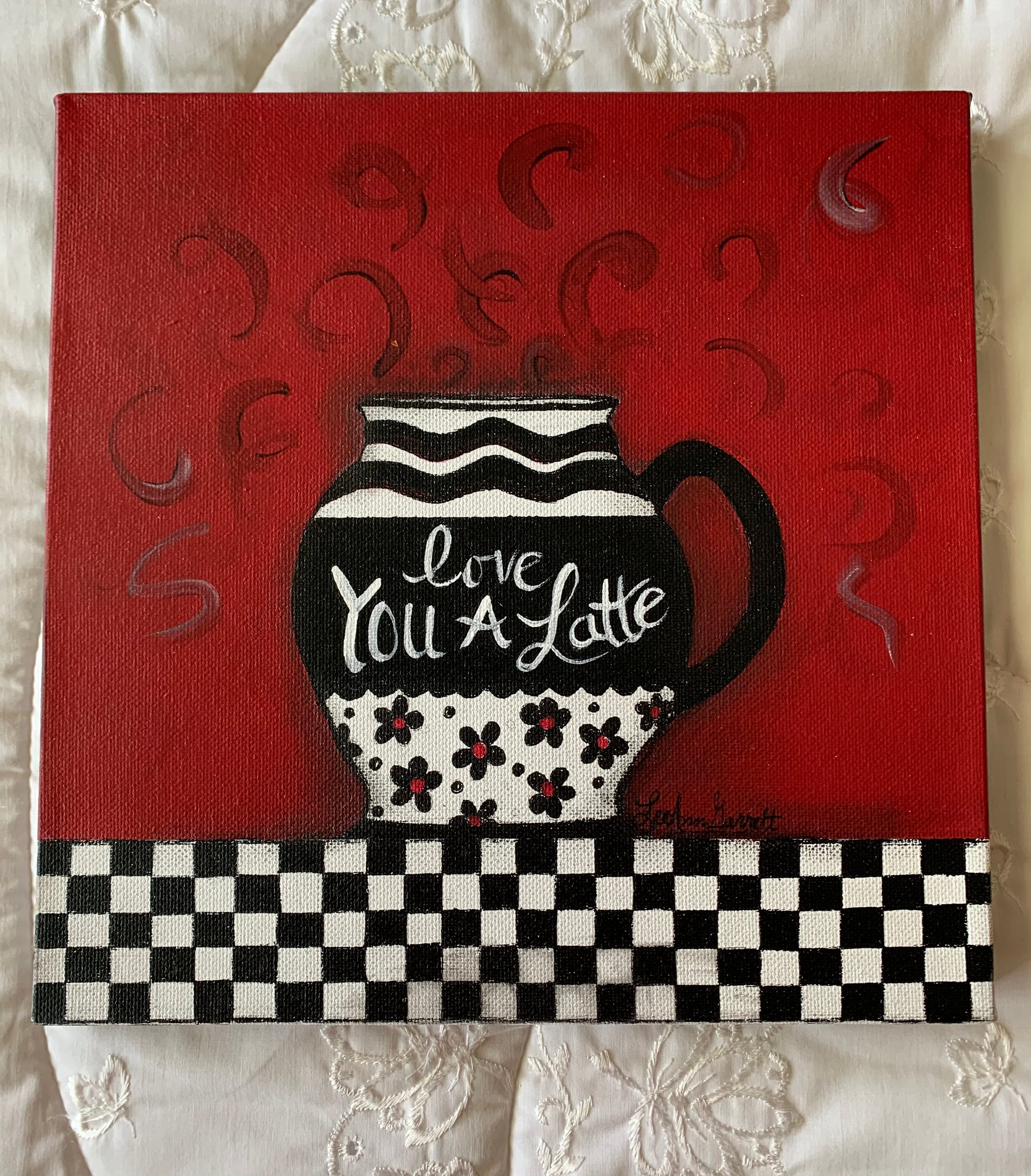 Coffee Mug Original Acrylic Painting Love You A Latte with Etsy 日本