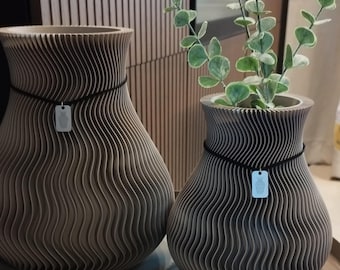 Vase WAVE von DEKOLAYER | 3D Vase | nachhaltig | Dekovase | puristisches Designobjekt