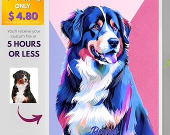 Custom Pet Portrait: Colorful Pop Art, Personalized Pet Memorial (Digital Download, Printable PDF Available)