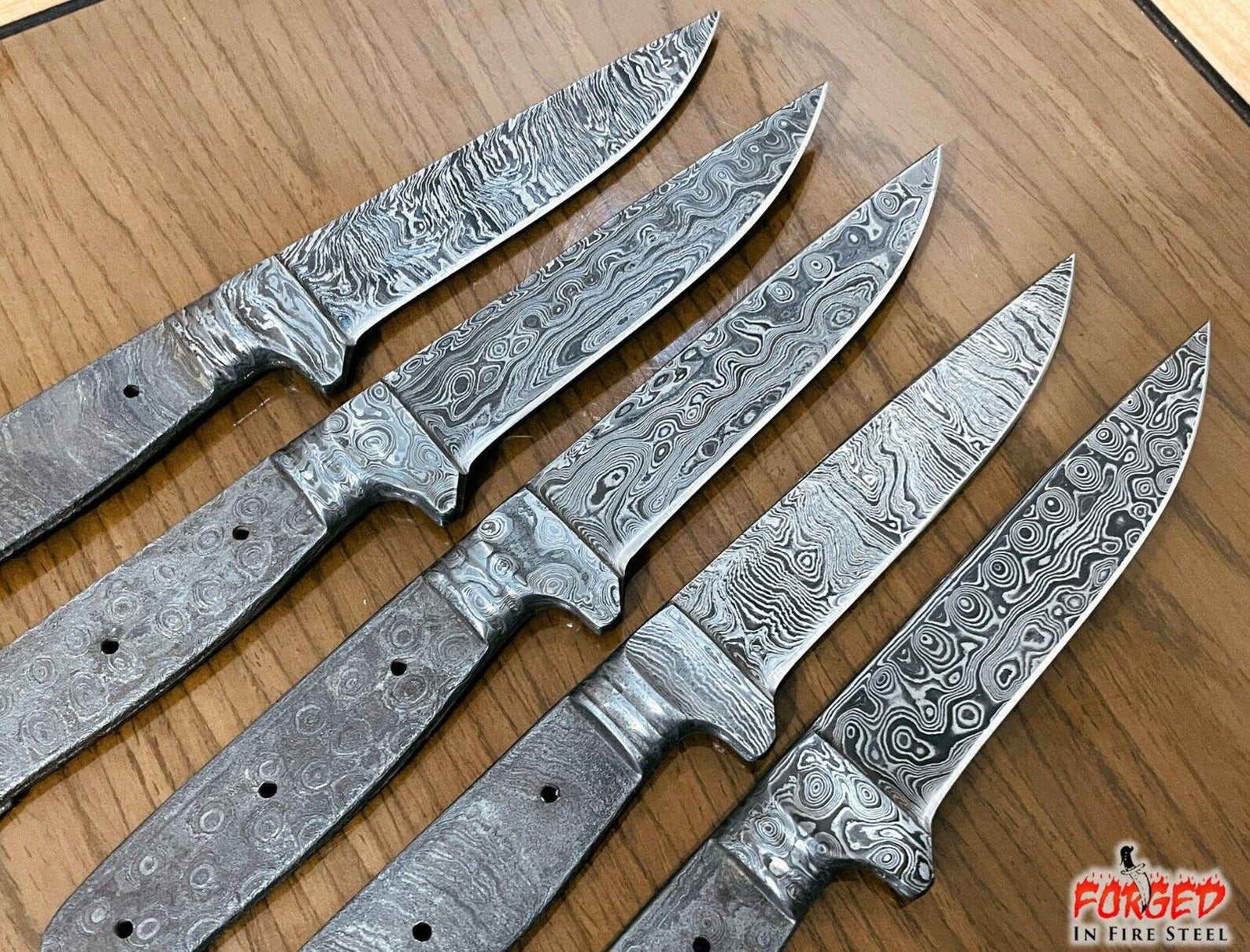 5pcs X Damascus Steel Blank Blades Hand Forged Blades Steak Knife ...