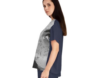 Sommersprossiges Mädchen Porträt Damen Pyjama Set | Kurzes Schlaf Top und Shorts