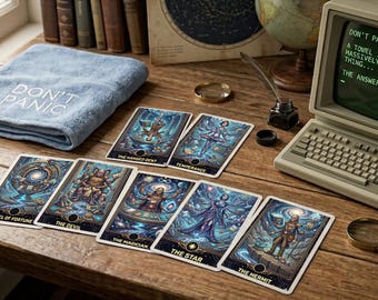 Galactic Hitchhiker Tarot Deck – Cosmic Major Arcana Cards (Digital Download)