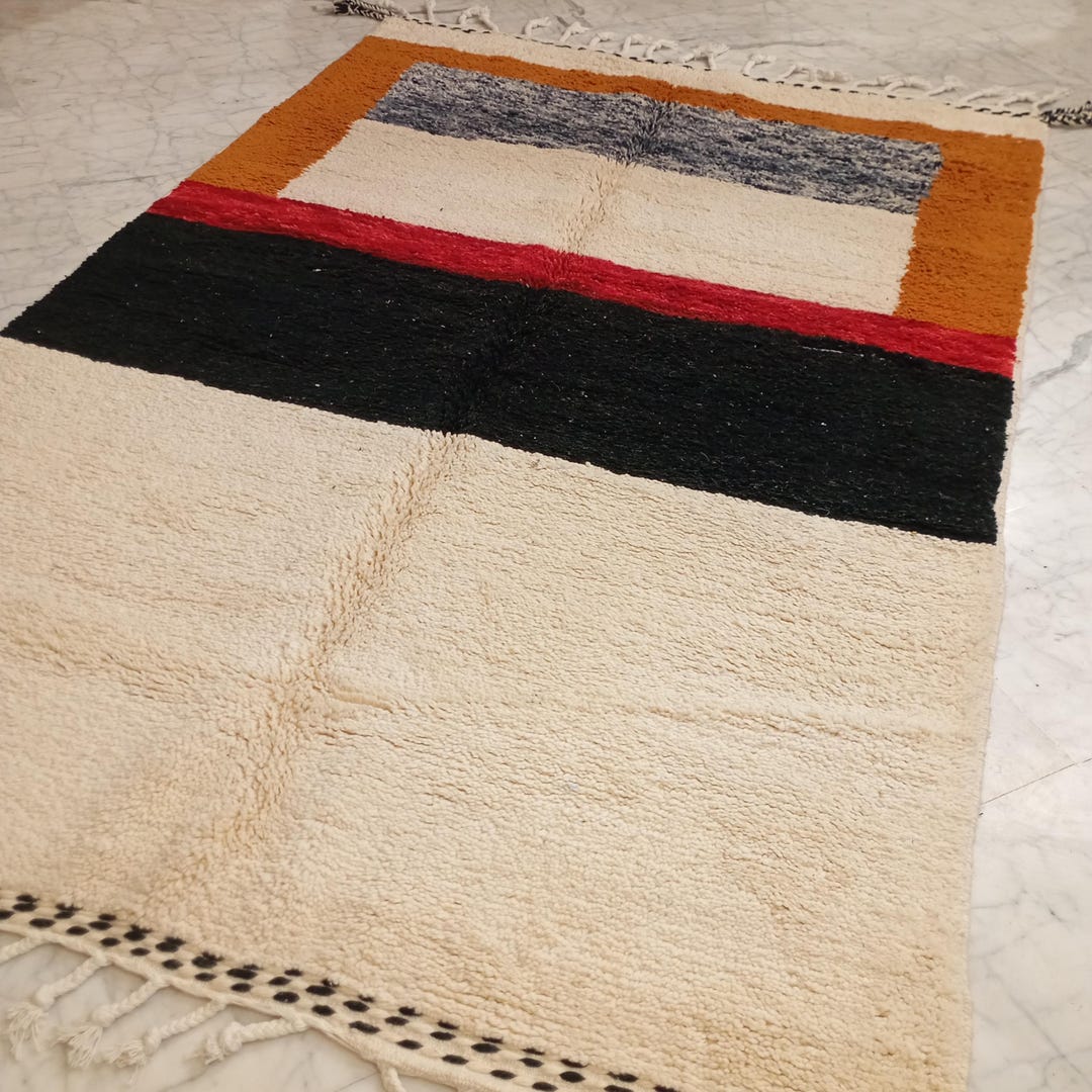 Handmade Color Block Wool Rug: Modern Berber Area Rug - Etsy