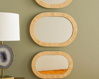 Handmade Rafia Mirror Set – Boho Wall Decor
