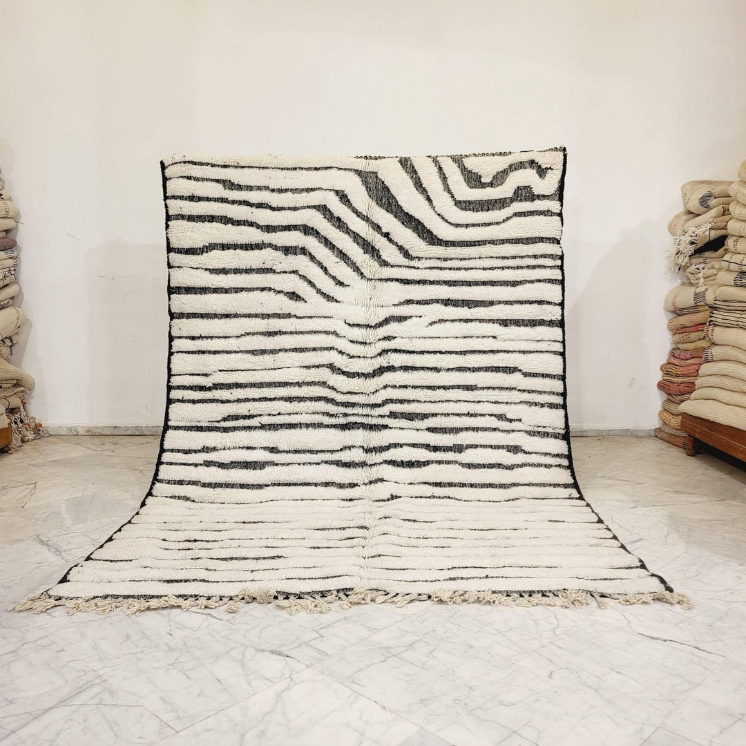 Berber Zebra Rug Handmade Zebra Wool Rug: Moroccan Berber Design - Etsy