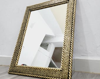 Handcrafted Moroccan Brass Mirror – Custom Engraved Frame