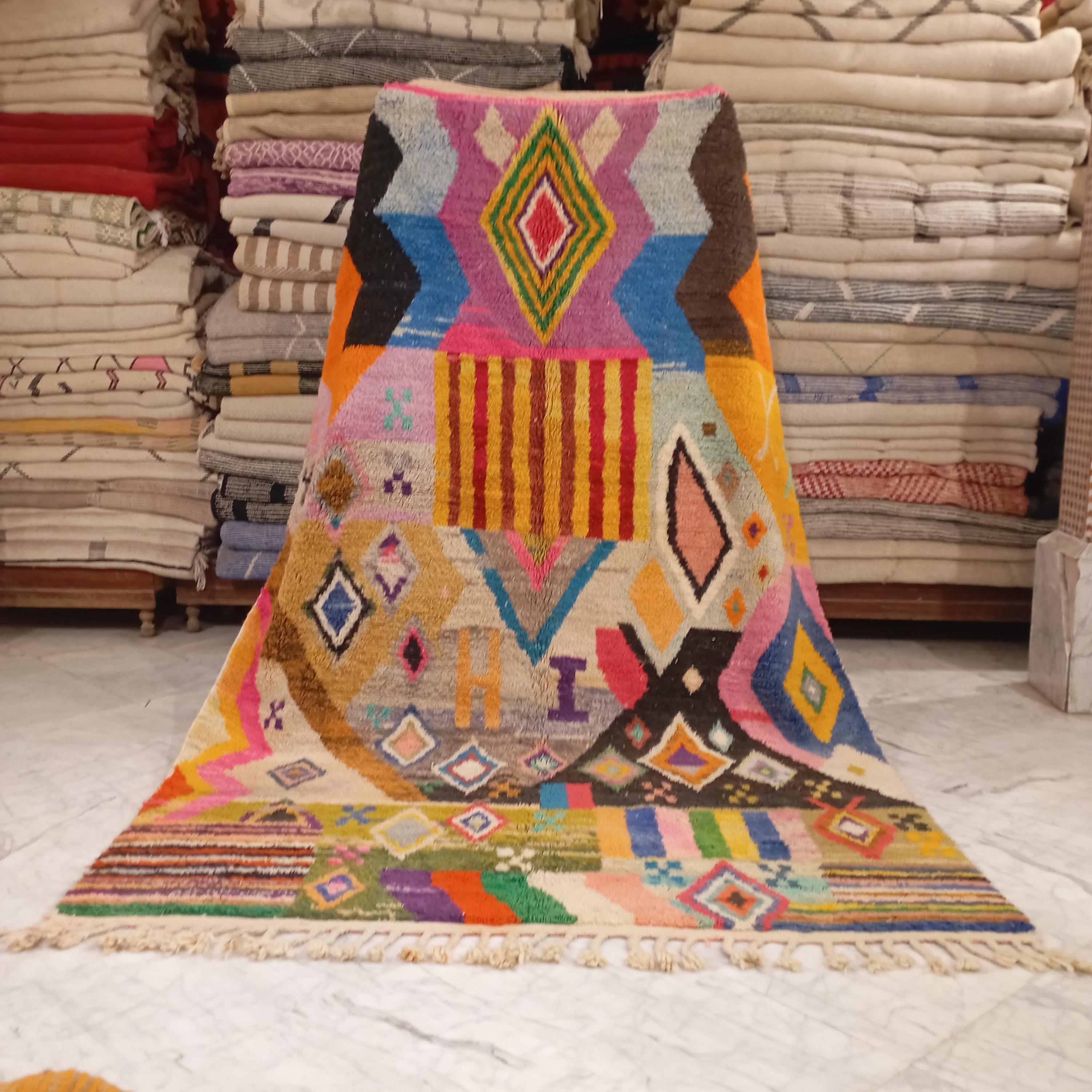 One of a Kind Vintage Moroccan Rug – Handcrafted Tribal Wool