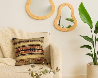 Handmade Raffia Mirror Set – Organic Boho Wall Decor