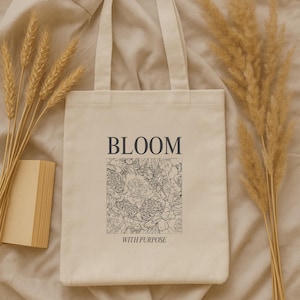 Floral Cotton Tote Bag: Eco-Friendly Reusable Shopping Bag