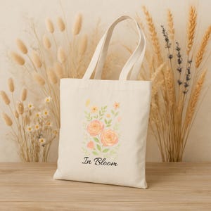 Floral Cotton Tote Bag: Eco-Friendly Reusable Shopping Bag