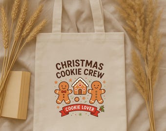 Gingerbread Baking Tote Bag: Holiday Cotton Canvas Shopping Bag