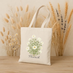 Floral Cotton Tote Bag: Eco-Friendly Reusable Shopping Bag