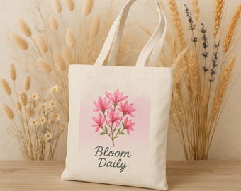 Sac fourre-tout fleuri en toile de coton : sac à provisions réutilisable et respectueux de l'environnement