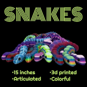 15 inch Articulated Snakes 3d printed